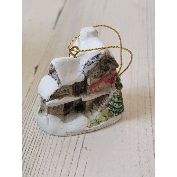 Mini Snowed house winter wreath pine tree ornament Xmas decor - Picture 2 of 6